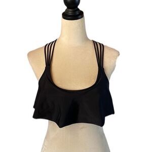 Xhilaration Black Bikini Top w/Straps, Padding, and Layered Fabric